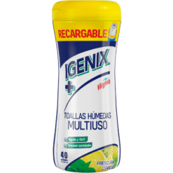 OFERTA TOALLA DESINFECTANTE IGENIX FRASCO 40 UNID. AROMA CÍTRICO. PRECIO IVA INCLUIDO.