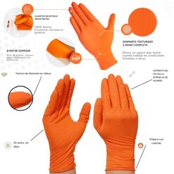 Guante nitrilo diamantado naranjo extra resistente talla L x100 un. Excel