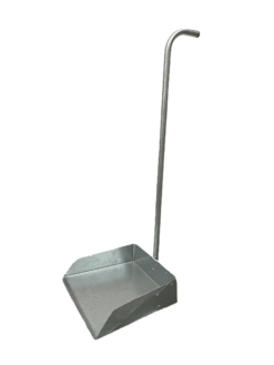 Pala para basura de metal resistente con mango alto y anatómico